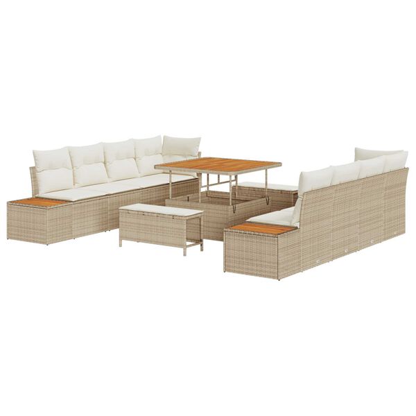 vidaXL Gartensofa-set 11 pcs Beige Poly-Rattan