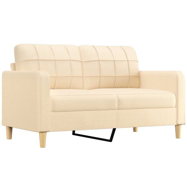 vidaXL 2-Sitzer-Sofa mit Kissen Creme 140 cm Stoff