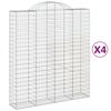 vidaXL Gabionen mit Hochbogen 4 Stk. 200x50x220/240cm Verzinktes Eisen