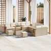 vidaXL Garten-Sofa-Set mit Kissen 13 pcs Beige Poly Rattan