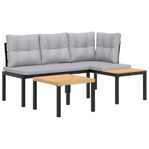 vidaXL Gartenbank-Set 3-tlg. Schwarz Pulverbeschichteter Stahl