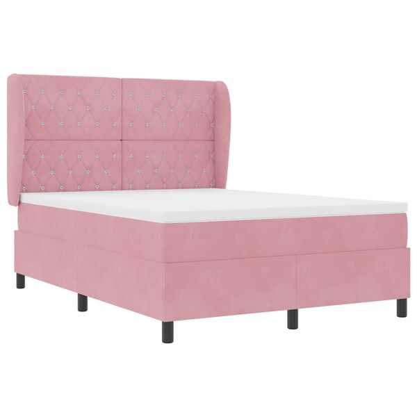 vidaXL Boxspringbett mit Matratze Rosa 190 x 140 cm Polyester