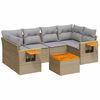vidaXL 7-tlg. Garten-Sofagarnitur mit Kissen Beige Poly Rattan