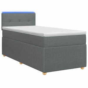 vidaXL Boxspringbett mit Matratze und LED Dunkelgrau 90 x 190 cm Stoff