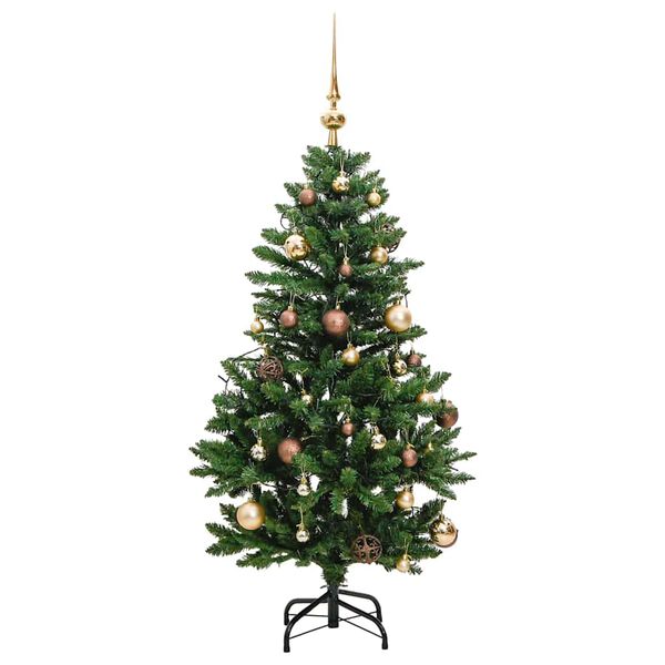 vidaXL K&uuml;nstlicher Weihnachtsbaum Klappbar 150 LEDs & Kugeln 120 cm