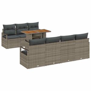 vidaXL Garten-Sofa-Set mit Speicher 8 pcs Grau Poly Rattan