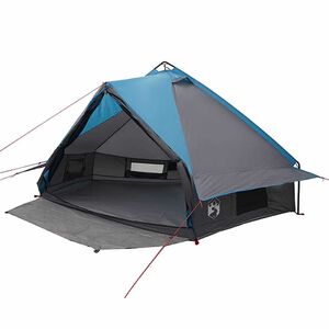 vidaXL Teepee Zelt f&uuml;r 6 Personen Blau und Grau 431 x 366 x 185 cm