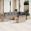 vidaXL 14-tlg. Garten-Sofagarnitur mit Kissen Beige Poly Rattan