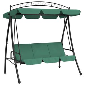 vidaXL Hollywoodschaukel mit Dach Gr&uuml;n 198 cm Stoff und Stahl