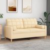 vidaXL 2-Sitzer-Sofa mit Kissen Creme 140 cm Stoff