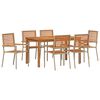 vidaXL Garten Essgruppe 7 pcs Beige Massivholz Akazie