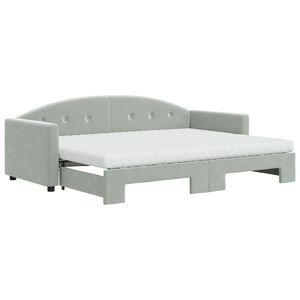 vidaXL Tagesbett Ausziehbar mit Matratzen Hellgrau 80x200 cm Samt