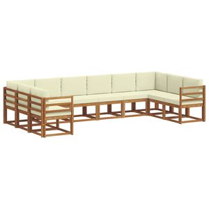 vidaXL Outdoor-Sofagarnitur 10 stk. Natur und Creme