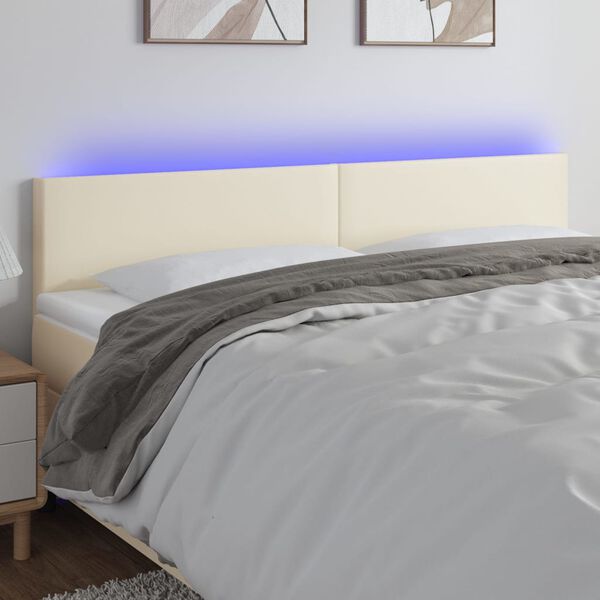 vidaXL LED Kopfteil Creme 180x5x78/88 cm Kunstleder