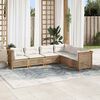 vidaXL 6-tlg. Garten-Sofagarnitur mit Kissen Beige Poly Rattan