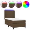 vidaXL Boxspringbett mit Matratze & LED Dunkelbraun 100x200 cm Stoff