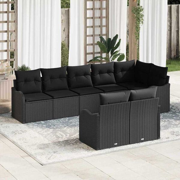 vidaXL Gartensofa-set mit Speicher 8 pcs Schwarz Poly-Rattan