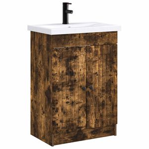 vidaXL Badezimmerm&ouml;bel-Set Ger&auml;ucherte Eiche 78,5 x 37,5 x 81 cm