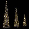 vidaXL Weihnachtsbaum 3 pcs Warmwei&szlig; 20 x 20 x 80 cm Rattan