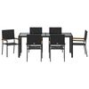 vidaXL Garten Essgruppe 7 pcs Schwarz Poly-Rattan