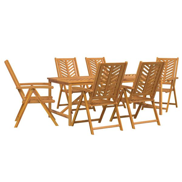 vidaXL Garten Essgruppe 7 pcs Braun Massivholz Akazie