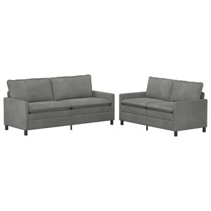 vidaXL Sofa Set 2 pcs Dunkelgrau Samt