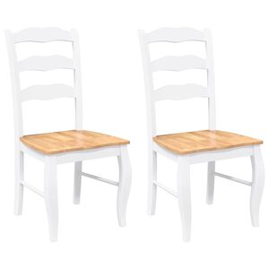 vidaXL Esszimmerst&uuml;hle 2 Stk. Wei&szlig; Massivholz Gummibaum