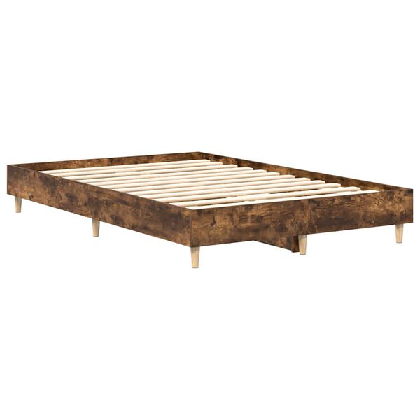 vidaXL Bettgestell ohne Matratze R&auml;uchereiche 135x190 cm Holzwerkstoff