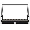 vidaXL Kinderbett mit Schubladen Schwarz 90x200 cm Massivholz Kiefer