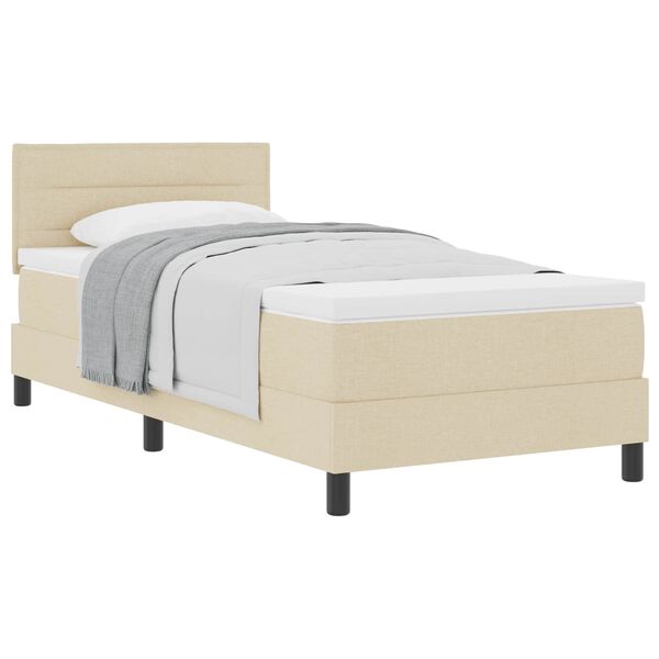vidaXL Boxspringbett mit Matratze mit Kopfteil Creme 90 x 200 cm Stoff