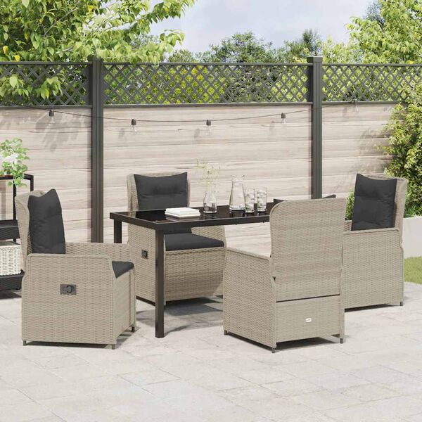 vidaXL Garten Essgruppe 5 pcs Hellgrau Poly-Rattan