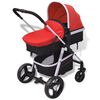 vidaXL 3-in-1 Kinderwagen Aluminium Rot und Schwarz