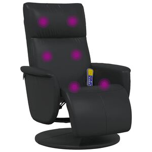 vidaXL Massagesessel mit Fu&szlig;teil Schwarz Kunstleder