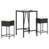 vidaXL 3-tlg. Gartenbar-Set mit Kissen Schwarz Poly Rattan