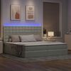 vidaXL Bett mit Stauraum und LED mit LED Hellgrau 200 x 200 cm Samt