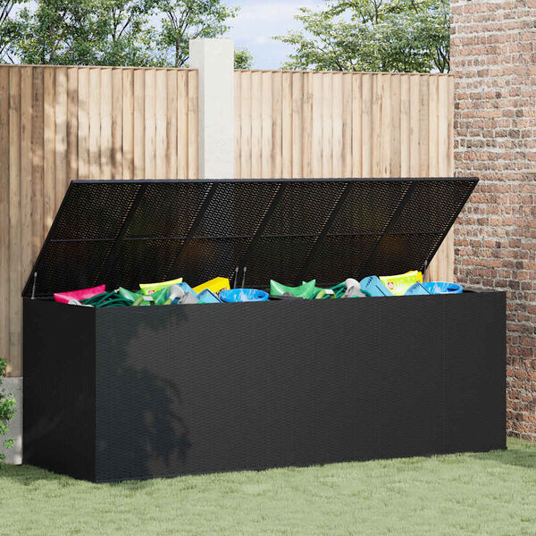 vidaXL Garten-Kissenbox PE Rattan 291x100,5x104 cm Schwarz