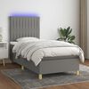 vidaXL Boxspringbett mit Matratze & LED Dunkelgrau 90x190 cm Stoff