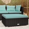 vidaXL Garten-Fu&szlig;hocker mit Kissen Schwarz 70x70x30 cm Poly Rattan
