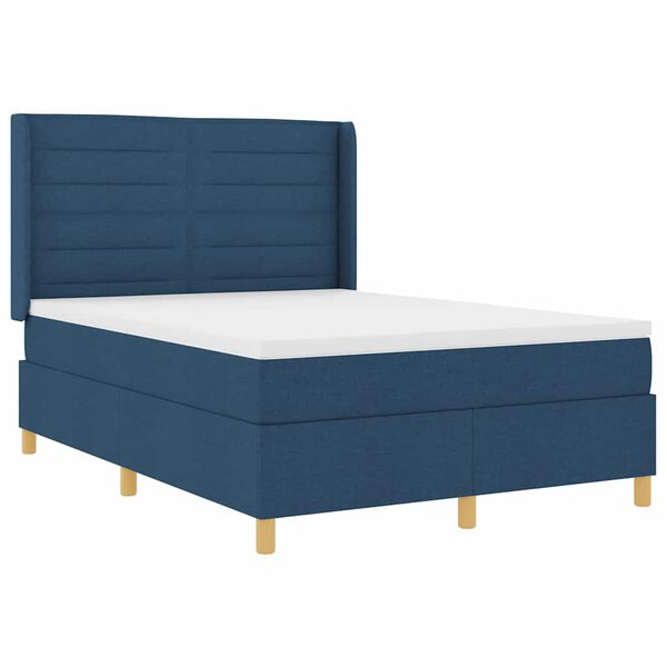 vidaXL Boxspringbett mit Matratze Blau 140 x 200 cm Stoff