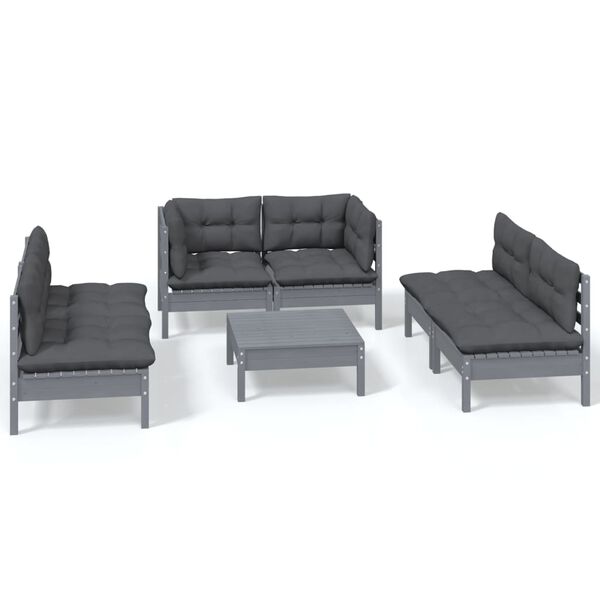 vidaXL 7-tlg. Garten-Lounge-Set mit Kissen Kiefer Massivholz