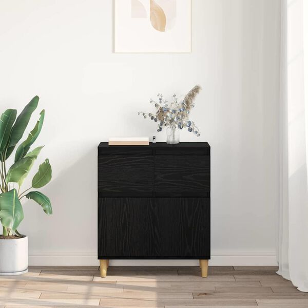 vidaXL Sideboard Schwarz Eichen-Optik 60 x 35 x 70 cm Holzwerkstoff