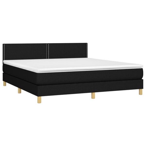 vidaXL Boxspringbett mit Matratze & LED Schwarz 180x200 cm Stoff