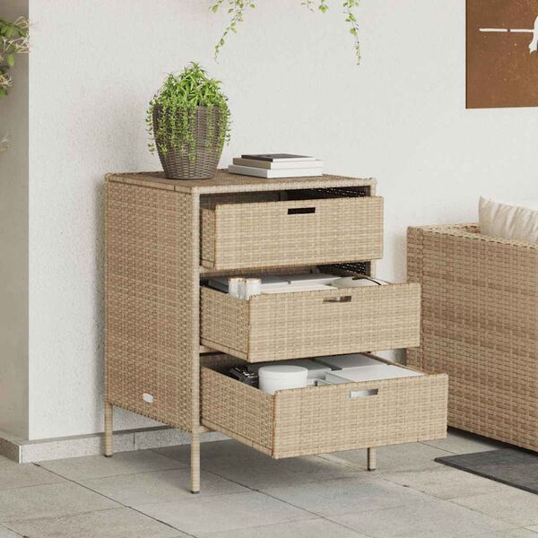 vidaXL Gartenschrank Beige 55x59x80 cm Poly Rattan