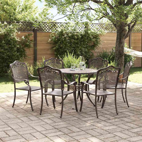 vidaXL Garten Essgruppe 7 pcs Bronze Aluminium