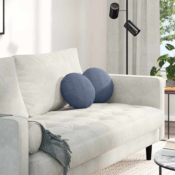 vidaXL Sitzkissen 2 pcs Blau &Oslash; 30 cm Cordstoff