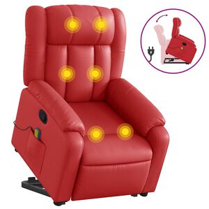 vidaXL Massagesessel mit Aufstehhilfe Rot Kunstleder