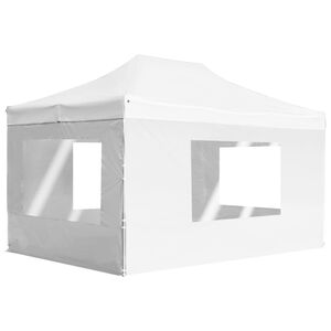 vidaXL Profi-Partyzelt Faltbar mit W&auml;nden Aluminium 4,5&times;3m Wei&szlig;