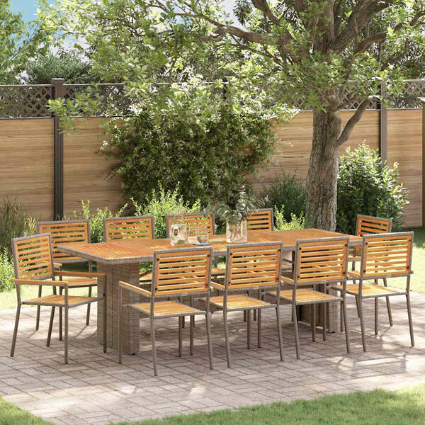 vidaXL Garten Essgruppe 11 pcs Grau und Braun Poly-Rattan