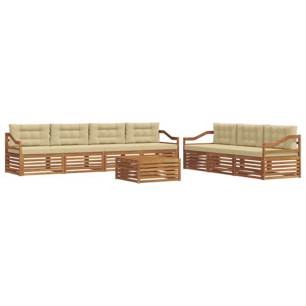vidaXL Outdoor-Sofagarnitur mit Kissen 8 pcs Natur und Beige