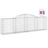 vidaXL Gabionen mit Hochbogen 5 Stk. 300x30x80/100 cm Verzinktes Eisen